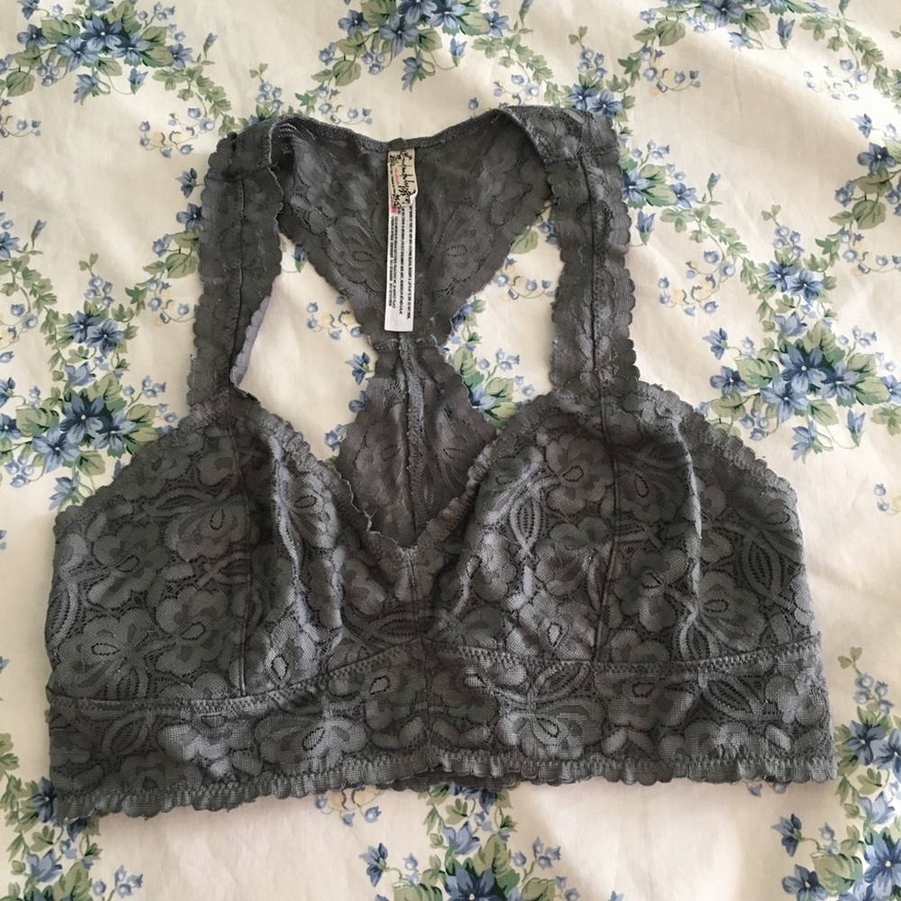 Intimately Free People Grey Lace Bralette, M